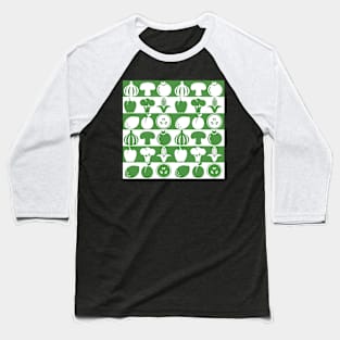 Vegetables in green andwhite graphic pattern Baseball T-Shirt